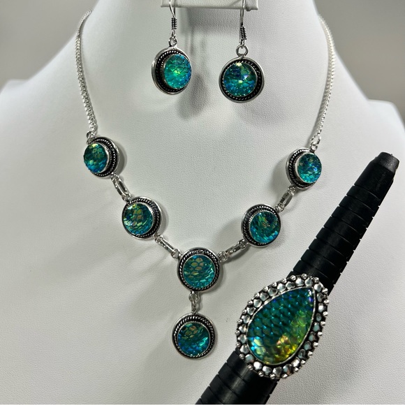 🌈🐠 Rainbow Titanium Fish 925 Necklace Bracelet & Earrings ONLY - Picture 4 of 10